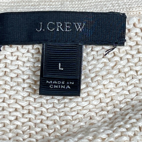 J Crew Lace Up V Neck Knit Sweater Cream Beige Size L - Picture 3 of 11